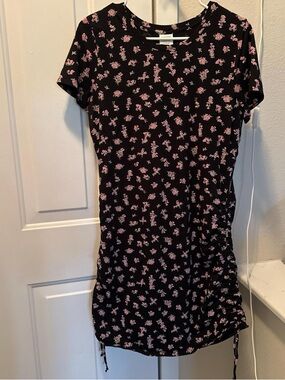 PINK Victoria's Secret Black Midi Dress with Pink Floral Pattern